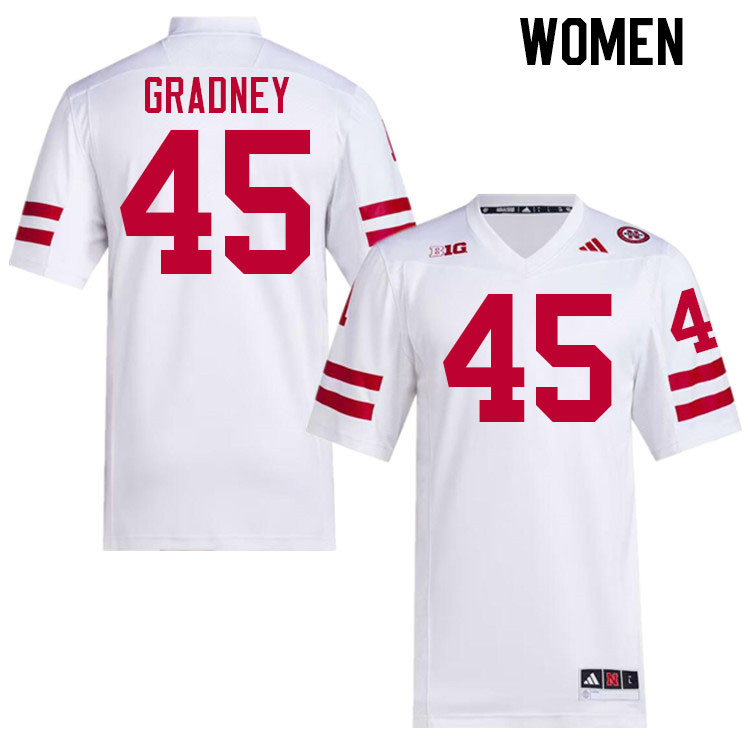 Women #45 Roger Gradney Nebraska Cornhuskers College Football Jerseys Stitched Sale-White